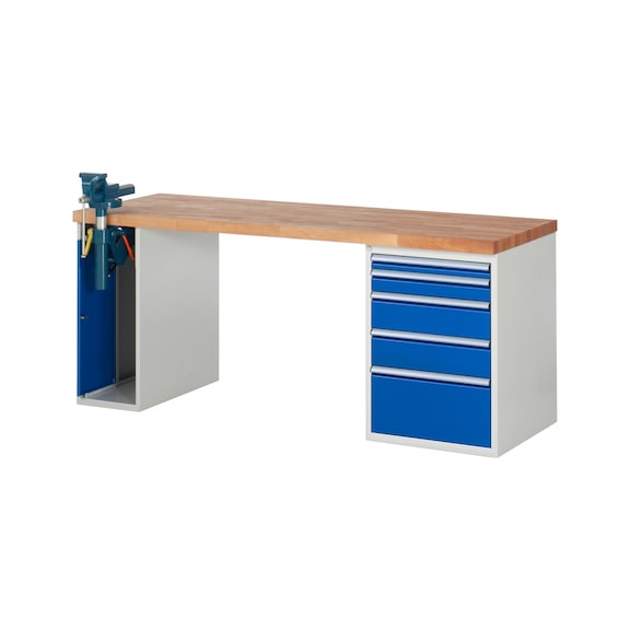RAU Workbench 2000x700x840mm 5xpartial drawer extension 1xfolding vice lift - Workbench series 7000