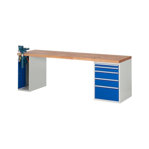 RAU Workbench 2500x700x840mm 5xpartial drawer extension 1xfolding vice lift - Workbench series 7000
