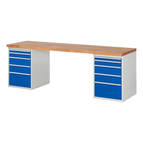 RAU Workbench 2500x700x840mm 10xpartial drawer runner Series 7511A3 - Workbench series 7000