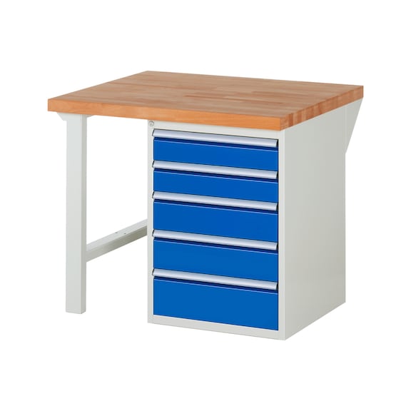 RAU Werkbank 1000x900x840mm 5xSchublade-Teilauszug Serie 7513A1 - Werkbank Serie 7000 Baukastenbauweise