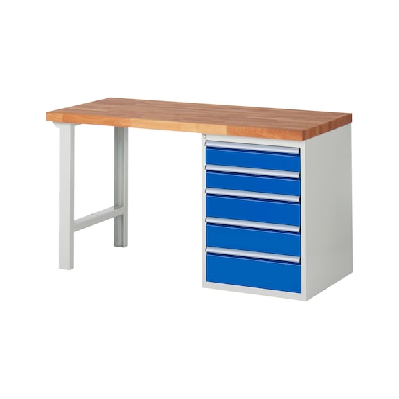 RAU Workbench 1500x700x840mm 5xpartial drawer runner Series 7513A1 - Workbench series 7000