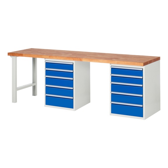 RAU Workbench 2500x700x840mm 10xpartial drawer runner Series 7513A8 - Workbench series 7000