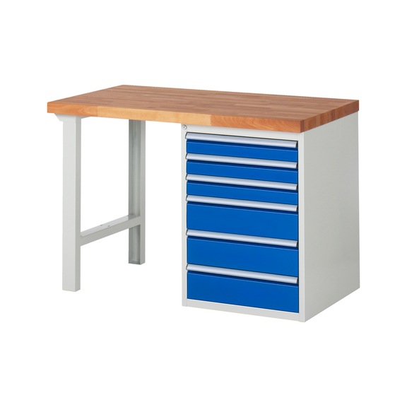 RAU Workbench 1250x700x840mm 6xpartial drawer runner Series 7515A1 - Workbench series 7000