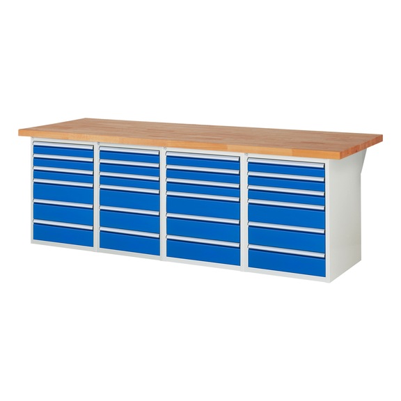 RAU Workbench 2500x900x840mm 24xpartial drawer runner Series 7515A5 - Workbench series 7000