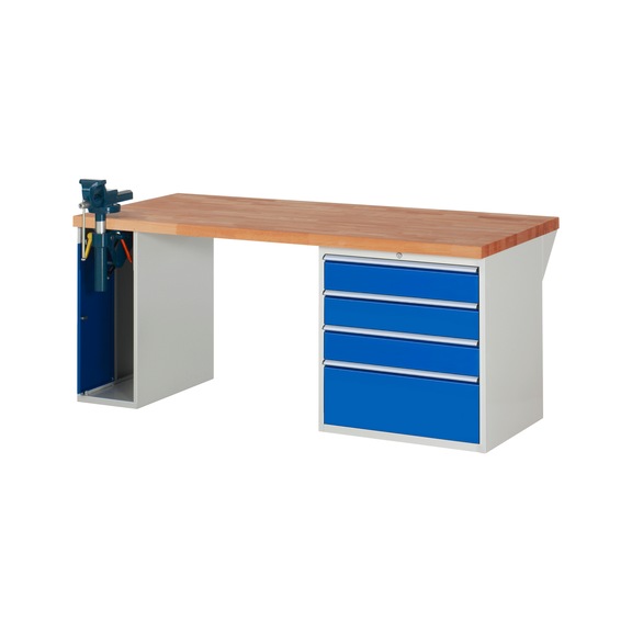 RAU Workbench 2000x900x840mm 4xdrawer partial extension 1xfolding vice lift 7000 - Workbench series 7000