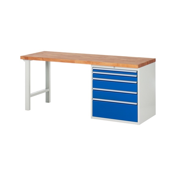 RAU Workbench 2000x700x840mm 5xpartial drawer runner Series 7611A1 - Workbench series 7000