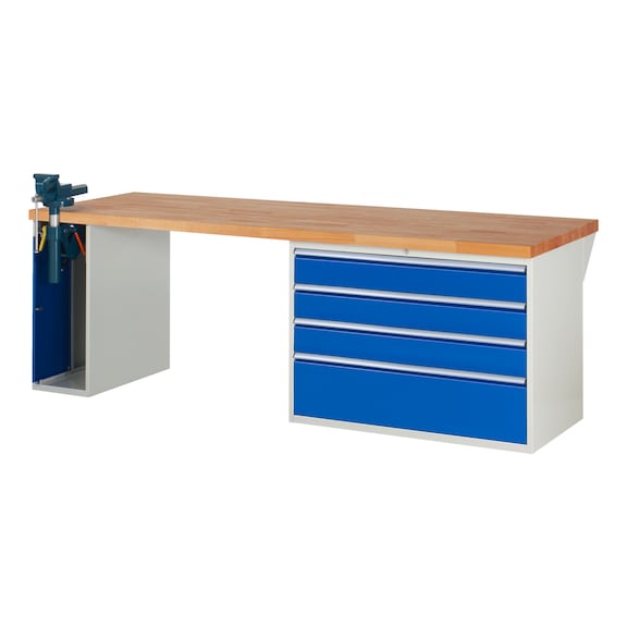 RAU Workbench 2500x900x840mm 4xpartial drawer extension 1xfolding vice lift - Workbench series 7000