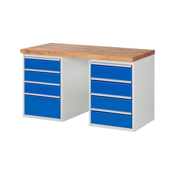 RAU Workbench 1500x700x840mm 8xpartial drawer runner Series 7820A3 - Workbench series 7000