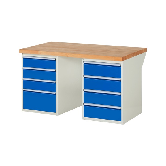 RAU Werkbank 1500x900x840mm 8xSchublade-Teilauszug Serie 7820A3 - Werkbank Serie 7000 Baukastenbauweise