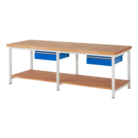 RAU Workbench 2500x900x840mm 2xDrawer Part Pull-out Series 8001A7 - Workbench series 8000
