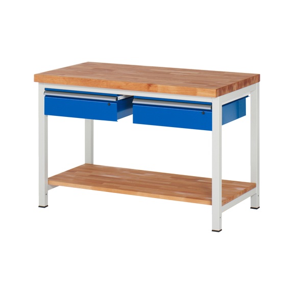 RAU Workbench 1250x700x840mm 2xDrawer Part Pull-out Series 8002A7 - Workbench series 8000