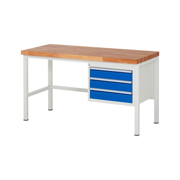 RAU Werkbank 1500x700x840mm 3xSchublade-Teilauszug Serie 8127A1 - Werkbank Serie 8000 Gestellbauweise