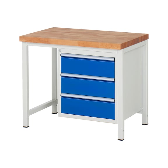 RAU Workbench 1000x700x840mm 3xpartial drawer runner Series 8157A1 - Workbench series 8000