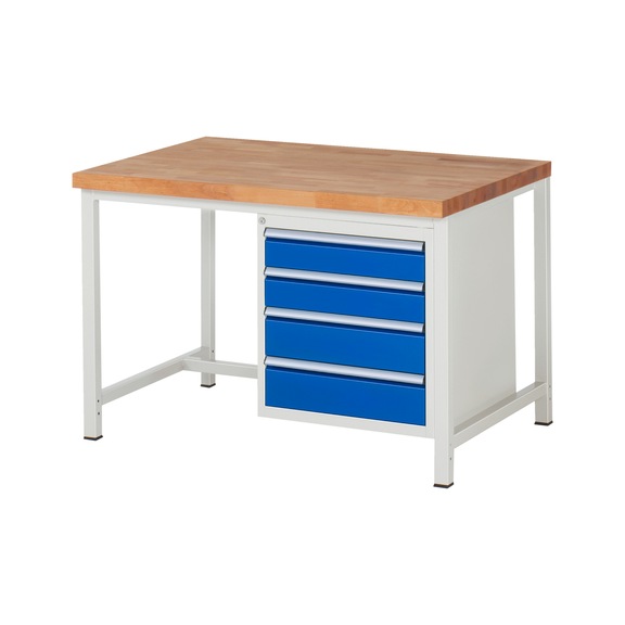 RAU Workbench 1250x900x840mm 4xDrawer Partial Extension Series 8162A1 - Workbench series 8000