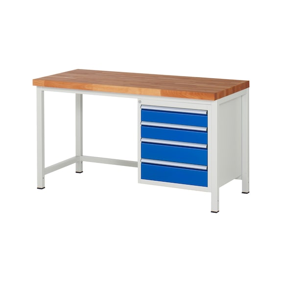 RAU Workbench 1500x700x840mm 4xDrawer Partial Extension Series 8162A1 - Workbench series 8000