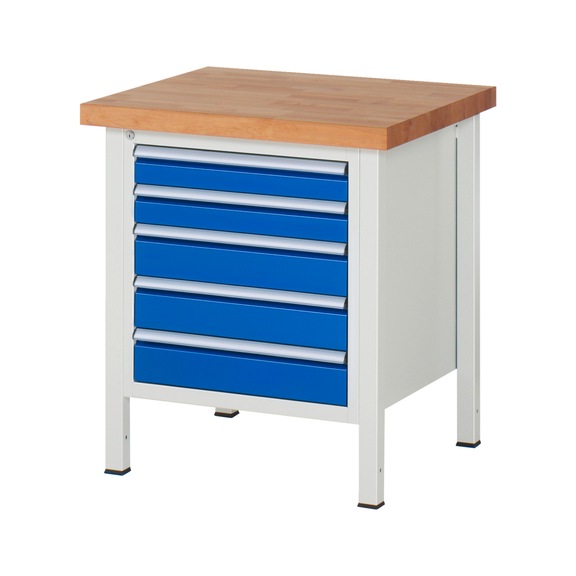 RAU Workbench 750x700x840mm 5xpartial drawer runner Series 8171A2 - Workbench series 8000