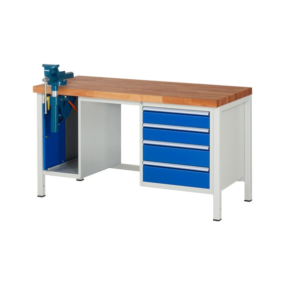 RAU Workbench 1500x700x840mm 4xDrawer Partial Extension Vice Folding Lift - Workbench series 8000