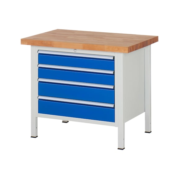 RAU Workbench 1000x700x840mm 4xDrawer Partial Extension Series 8262A2 - Workbench series 8000