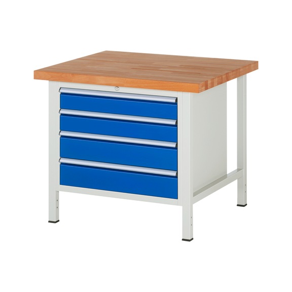 RAU Werkbank 1000x900x840mm 4xSchublade-Teilauszug Serie 8262A2 - Werkbank Serie 8000 Gestellbauweise