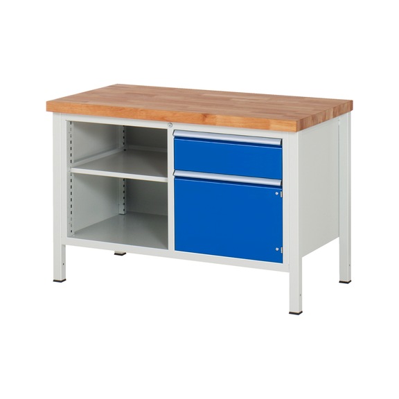 RAU Werkbank 1250x700x840mm 1xSchublade-Teilauszug 1xT&uuml;re Serie 8461A2 - Werkbank Serie 8000 Gestellbauweise