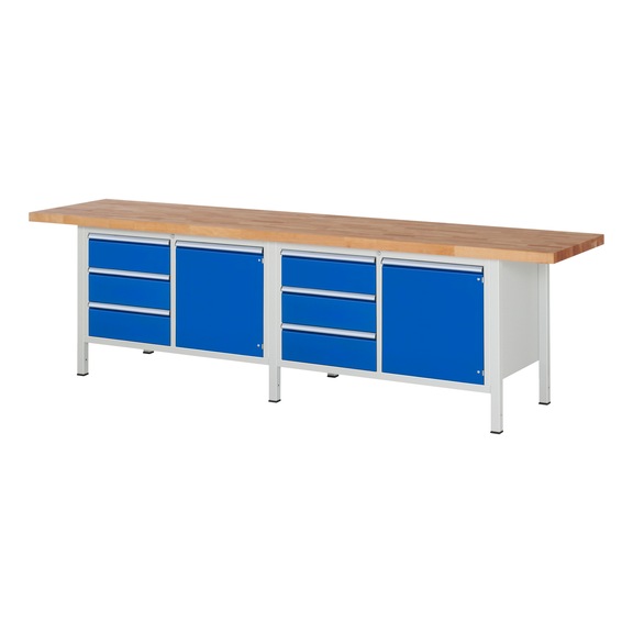 RAU Workbench 3000x700x840mm 6xpartial drawer extension 2xdoors Series 8468A2 - Workbench series 8000