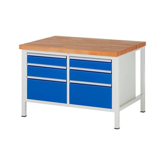 RAU Workbench 1250x900x840mm 6xpartial drawer runner Series 8475A2 - Workbench series 8000