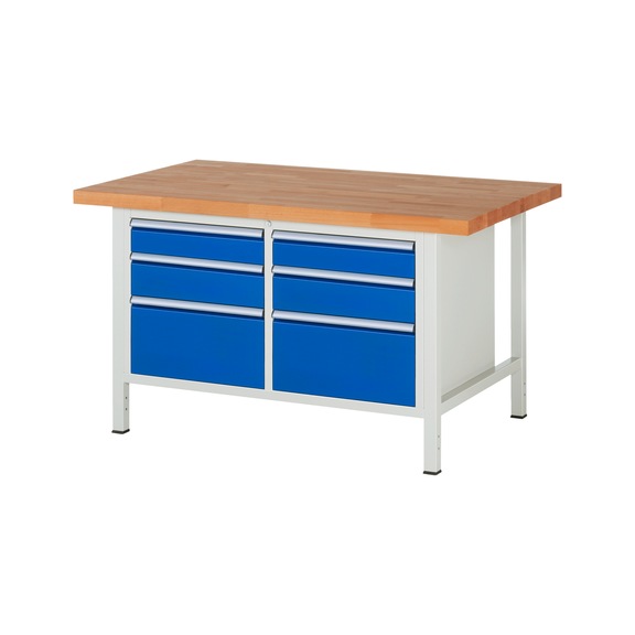 RAU Workbench 1500x900x840mm 6xpartial drawer runner Series 8475A2 - Workbench series 8000