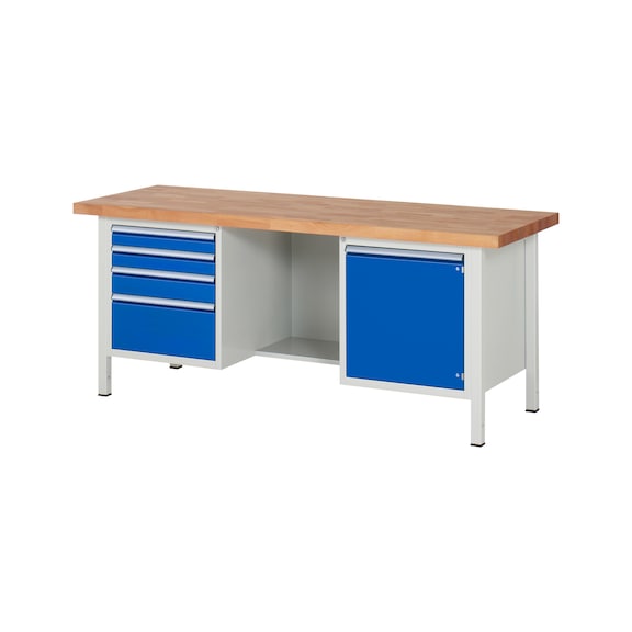 RAU Workbench 2000x700x840mm 4xpartial drawer extension 1xdoor Series 8553A2 - Workbench series 8000
