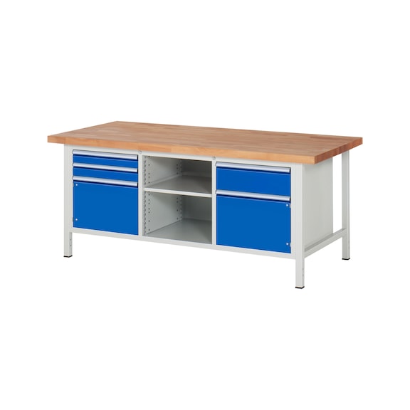 RAU Werkbank 2000x900x840mm 3xSchublade-Teilauszug 2xTüren Serie 8562A2 - Werkbank Serie 8000 Gestellbauweise