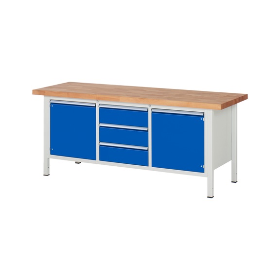 RAU Workbench 2000x700x840mm 3xpartial drawer extension 2xdoors Series 8569A2 - Workbench series 8000