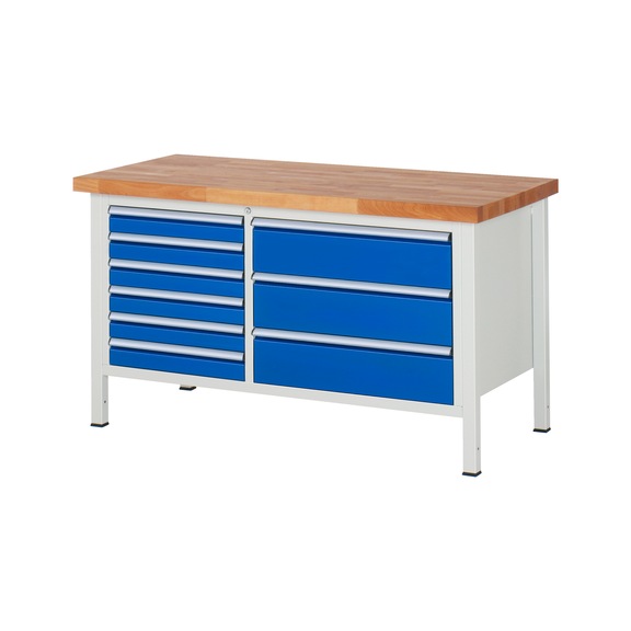 RAU Workbench 1500x700x840mm 9xpartial drawer runner Series 8653A2 - Workbench series 8000