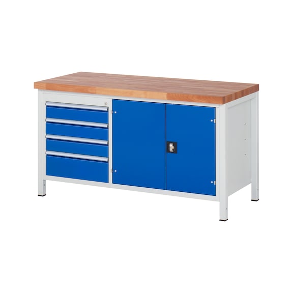 RAU Werkbank 1500x700x840mm 4xSchublade-Teilauszug 1xTüre Serie 8905A2 - Werkbank Serie 8000 Gestellbauweise
