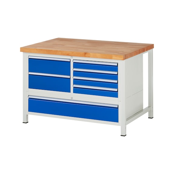 RAU Workbench 1250x900x840mm 7xpartial drawer extension Series 8931A2 - Workbench series 8000