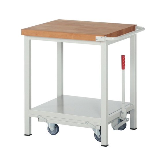 RAU Werkbank mit Fahrgestell 8000 750x700x880 mm Buchen-Arbeitsplatte 40 mm - Werkbank (System-Arbeitsplatz, Werkstatt, Sonstiges)