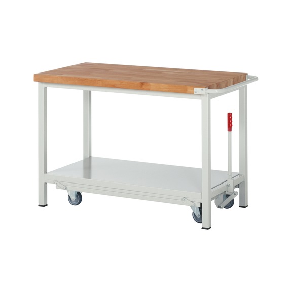 RAU Workbench with mobile frame 8000 1250x700x880 mm Beech worktop 40 mm - Workbench (system workstation, workshop, other)