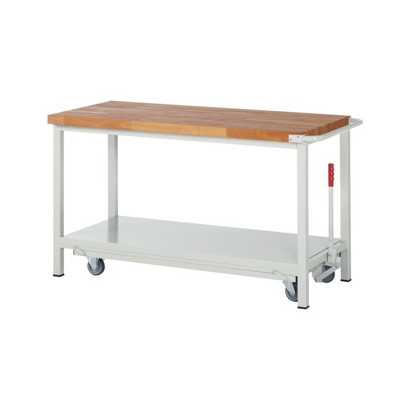 RAU Werkbank mit Fahrgestell 8000 1500x700x880 mm Buchen-Arbeitsplatte 40 mm - Werkbank (System-Arbeitsplatz, Werkstatt, Sonstiges)