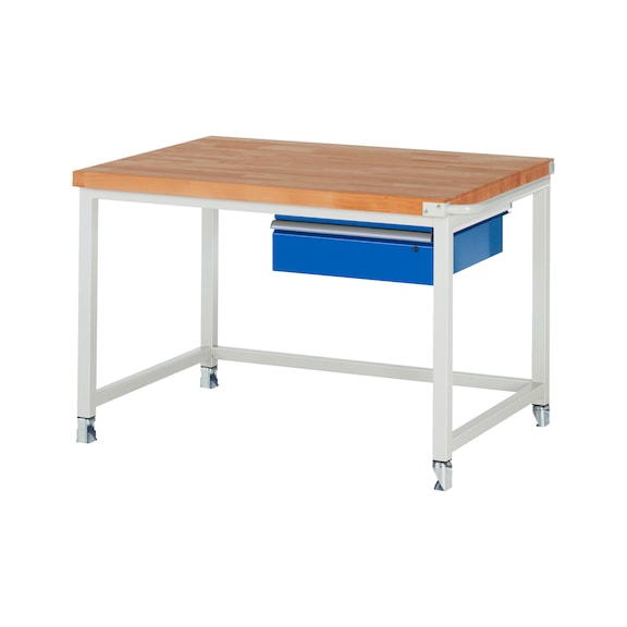 RAU Mobile workbench 8000 1250x900x880 mm 1 drawer, partial extension, beech top - Workbench (system workstation, workshop, other)