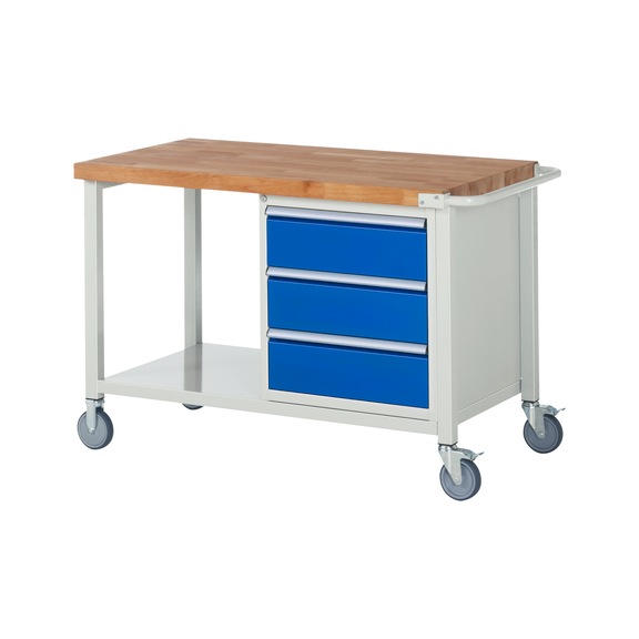 RAU Fahrbare Werkbank 8157 1250x700x880 mm 3 Schubladen Teilauszug - Werkbank (System-Arbeitsplatz, Werkstatt, Sonstiges)