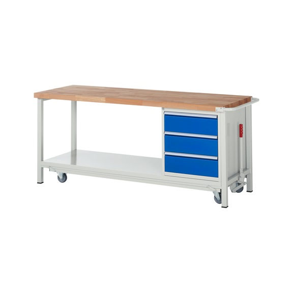 RAU Workbench with trolley 8157 2000x700x880 mm 3 drawers partial extension - Workbench (system workstation, workshop, other)
