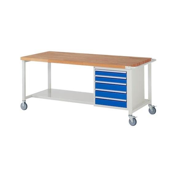 RAU Fahrbare Werkbank 8171 2000x900x880 mm 5 Schubladen Teilauszug - Werkbank (System-Arbeitsplatz, Werkstatt, Sonstiges)