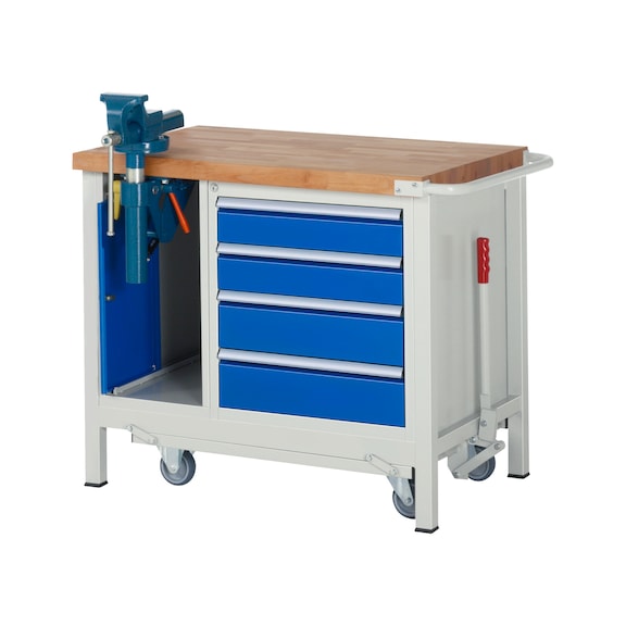 RAU Werkbank mit Fahrgestell 8185 1000x700x880 mm 4 Schubladen Teilauszug - Werkbank (System-Arbeitsplatz, Werkstatt, Sonstiges)