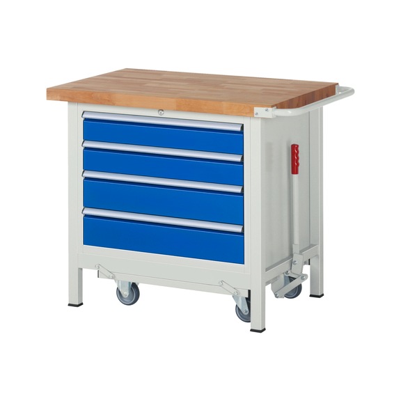 RAU Workbench with trolley 8262 1000x700x880 mm 4 drawers partial extension - Workbench (system workstation, workshop, other)