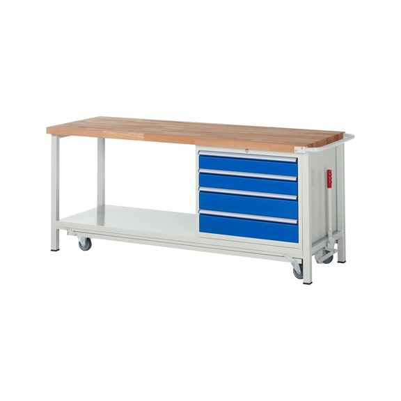 RAU Workbench with mobile frame 8262 2000x700x880 mm 4 drawers partial extension - Workbench (system workstation, workshop, other)