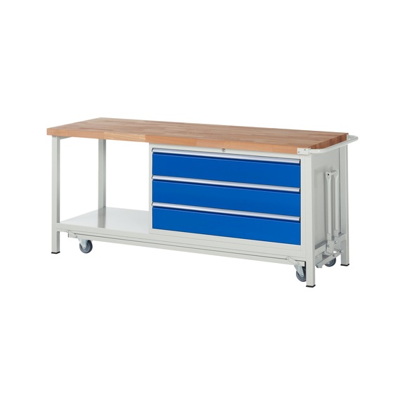 RAU Workbench with mobile frame 8357 2000x700x880 mm 3 drawers partial extension - Workbench (system workstation, workshop, other)