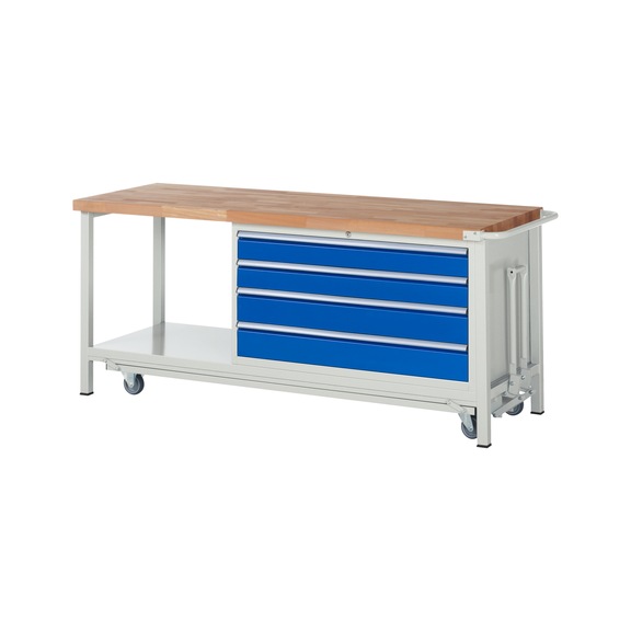 RAU Workbench with mobile frame 8362 2000x700x880 mm 4 drawers partial extension - Workbench (system workstation, workshop, other)