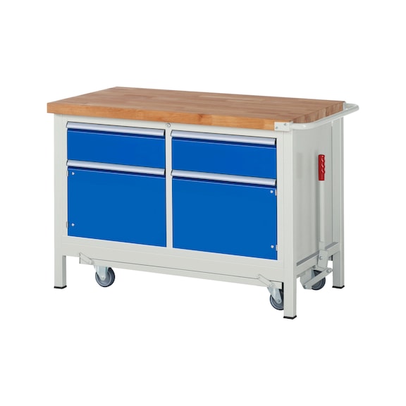 RAU Workbench with trolley 8466 1250x700x880 mm 2 drawers partial extension 1 door - Workbench (system workstation, workshop, other)