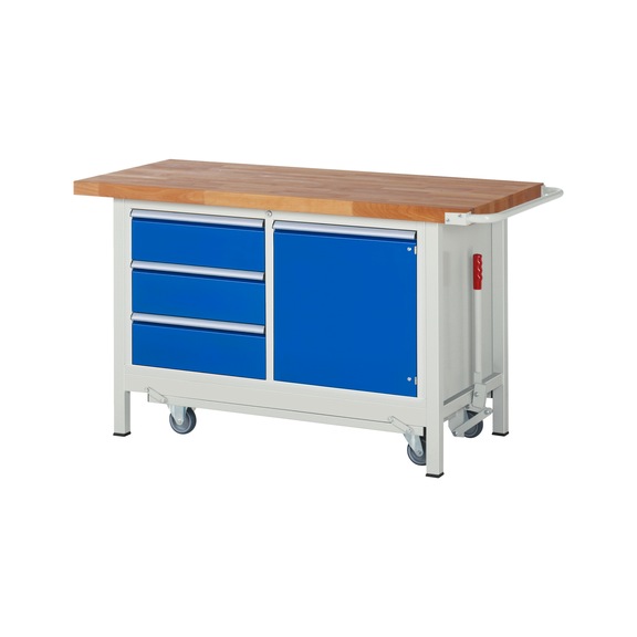RAU Workbench with trolley 8468 1500x700x880 mm 3 drawers partial extension 1 door - Workbench (system workstation, workshop, other)