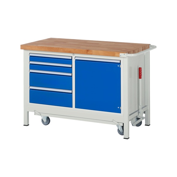 RAU Workbench with trolley 8470 1250x700x880 mm 4 drawers partial extension 1 door - Workbench (system workstation, workshop, other)