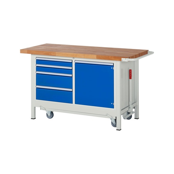 RAU Workbench with trolley 8470 1500x700x880 mm 4 drawers partial extension 1 door - Workbench (system workstation, workshop, other)