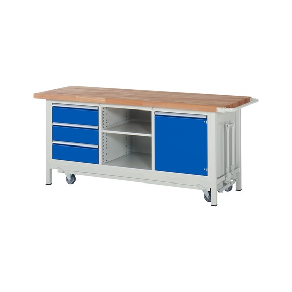RAU Workbench with trolley 8563 2000x700x880 mm 3 drawers partial extension 1 door - Workbench (system workstation, workshop, other)